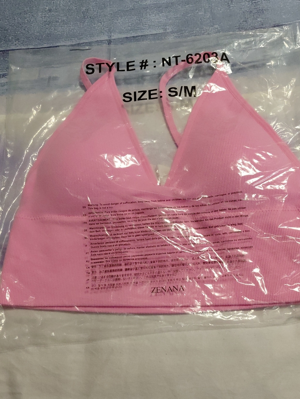 Zenana Outfitters Pink Ribbed Crop Bralette